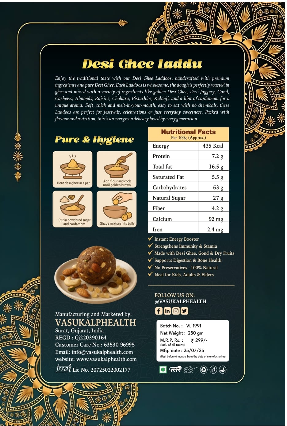 Vasukalphealth Desi Gond Laddu